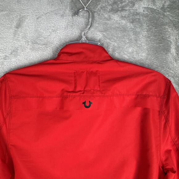 True Religion Jacket Mens Small Red Black Track Jacket Lightweight Street Preppy - Picture 7 of 12